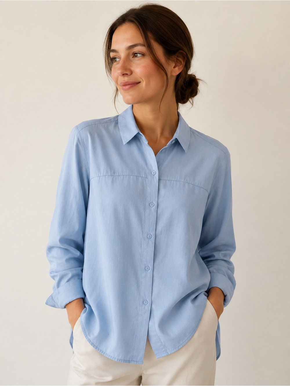 Zara Light Blue women’s Button-Down Shirt
